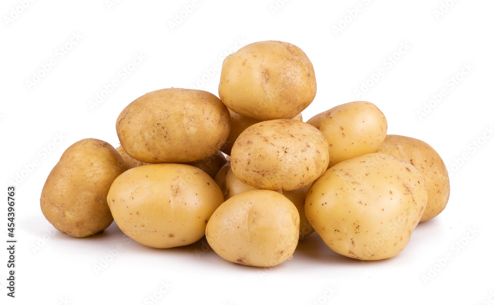 Group of potatoes isolated on white background close up Group of potatoes isolated on white background close up