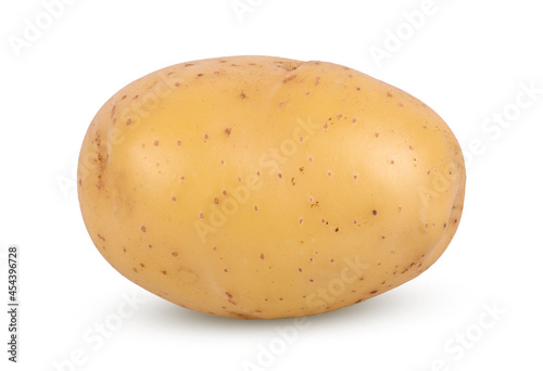raw one potato isolated on white background close up