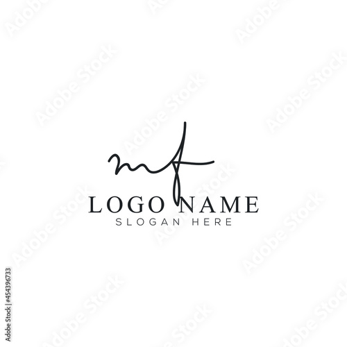 M F MF initial handwriting logo template. signature logo concept. Hand drawn Calligraphy lettering illustration.