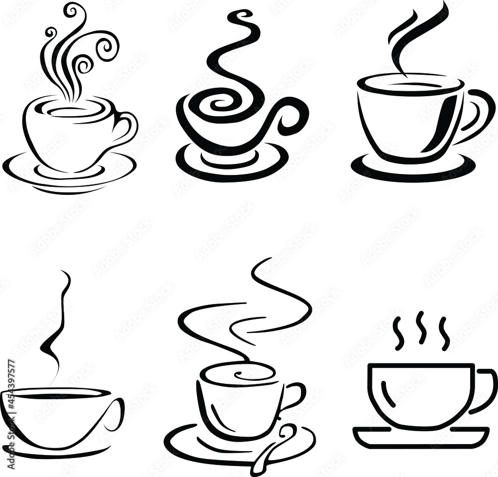 cup of coffee in line art style cup of coffee in line art style