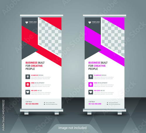 Corporate business roll up or stand banner template with abstract design
