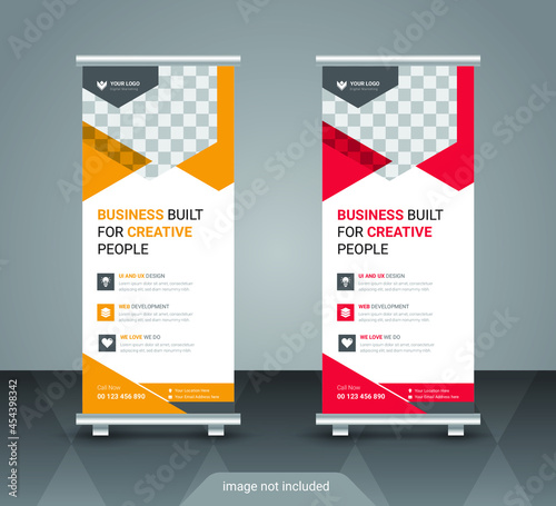 Corporate business roll up or stand banner template with abstract design