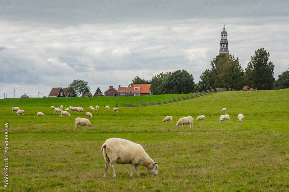 Fototapeta premium Landscape of dutch city Hindeloopen in Province Friesland