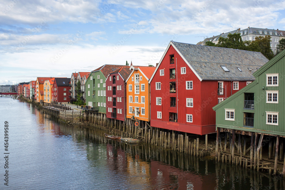 Beautiful cityscape of the city of Trondheim, Norway during summer