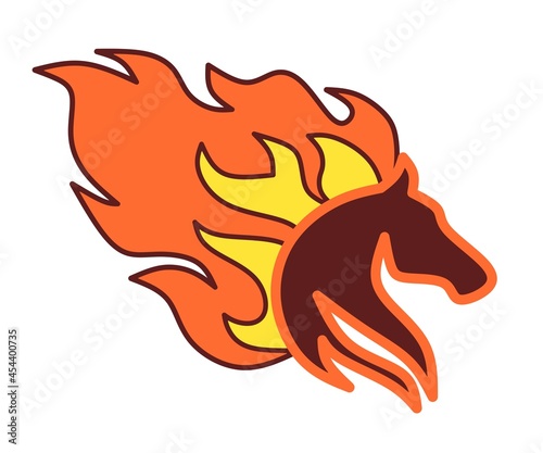Horse and fire logo