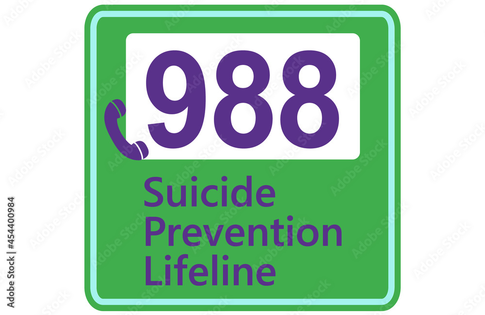 988 A graphic with a USA suicide prevention phone number as a motif. 988 A graphic with a USA suicide prevention phone number as a motif.