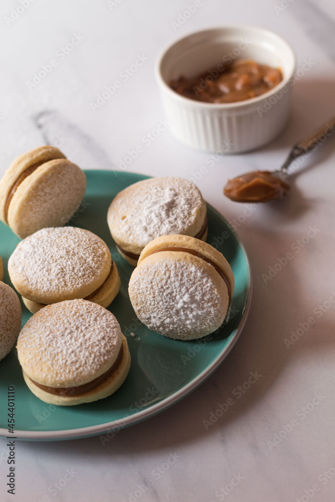 Alfajores on a green plate Alfajores on a green plate