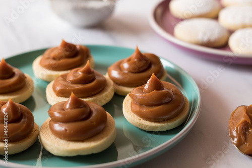 Close up of cookies with caramel
