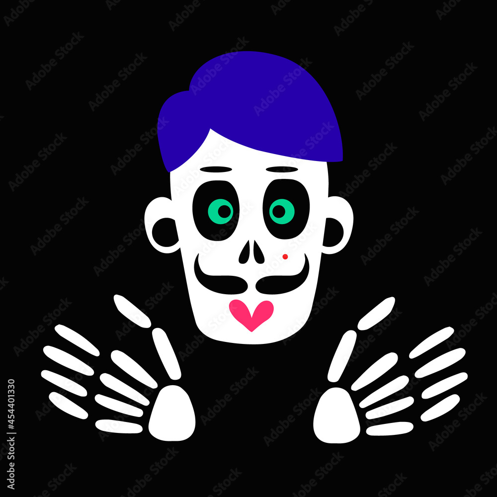 skeleton and skull of a zombie man. Vector illustration skeleton and skull of a zombie man. Vector illustration