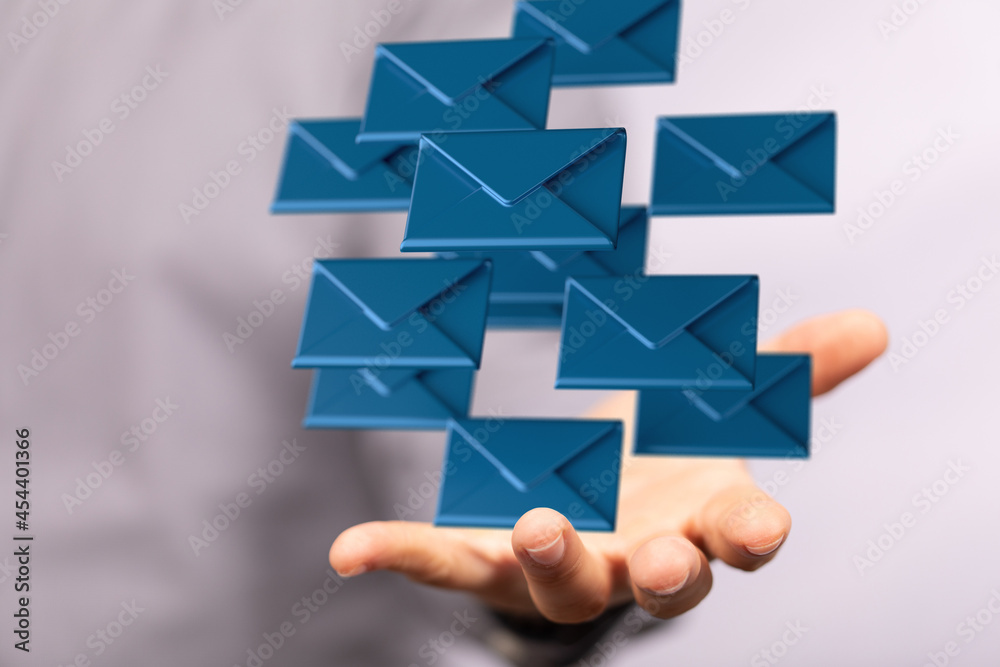 email icon concept in hand background email icon concept in hand background