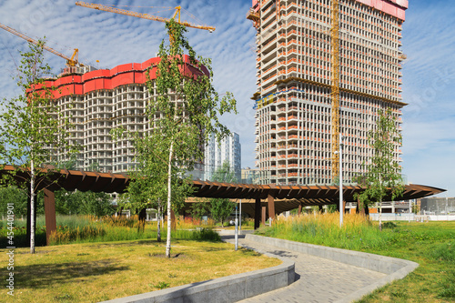 Canvas Print Morning view of architecture park Tufeleva roscha, Moscow, Russia
