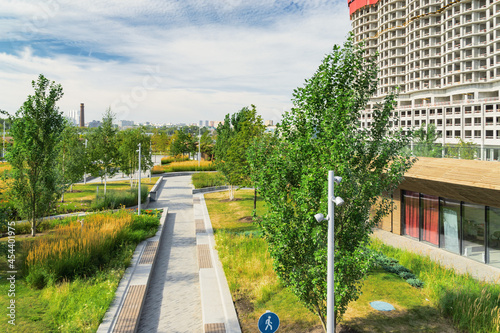 Morning view of architecture park Tufeleva roscha, Moscow, Russia. photo