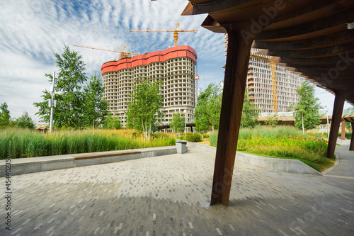 Canvas Print Morning view of architecture park Tufeleva roscha, Moscow, Russia