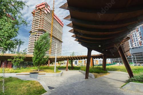 Photography Morning view of architecture park Tufeleva roscha, Moscow, Russia