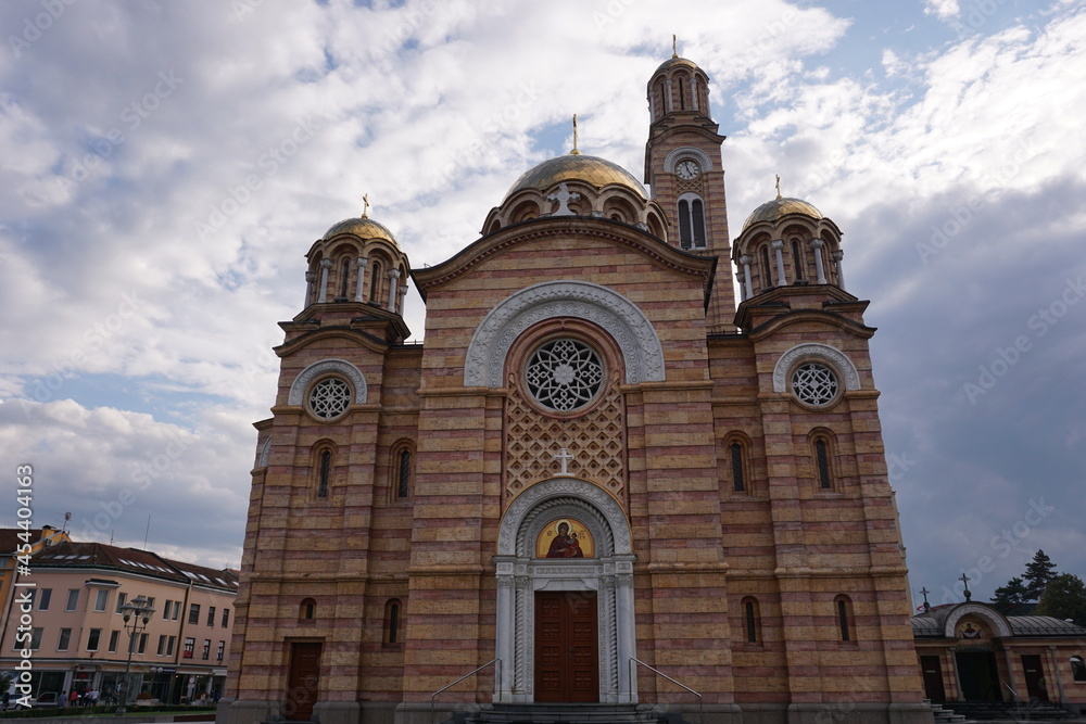 Front view of the Cathedral of Christ the Savior, Banja Luka