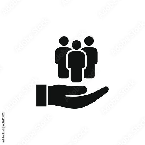 Group of people on hand. Human resources icon flat style isolated on white background. Vector illustration