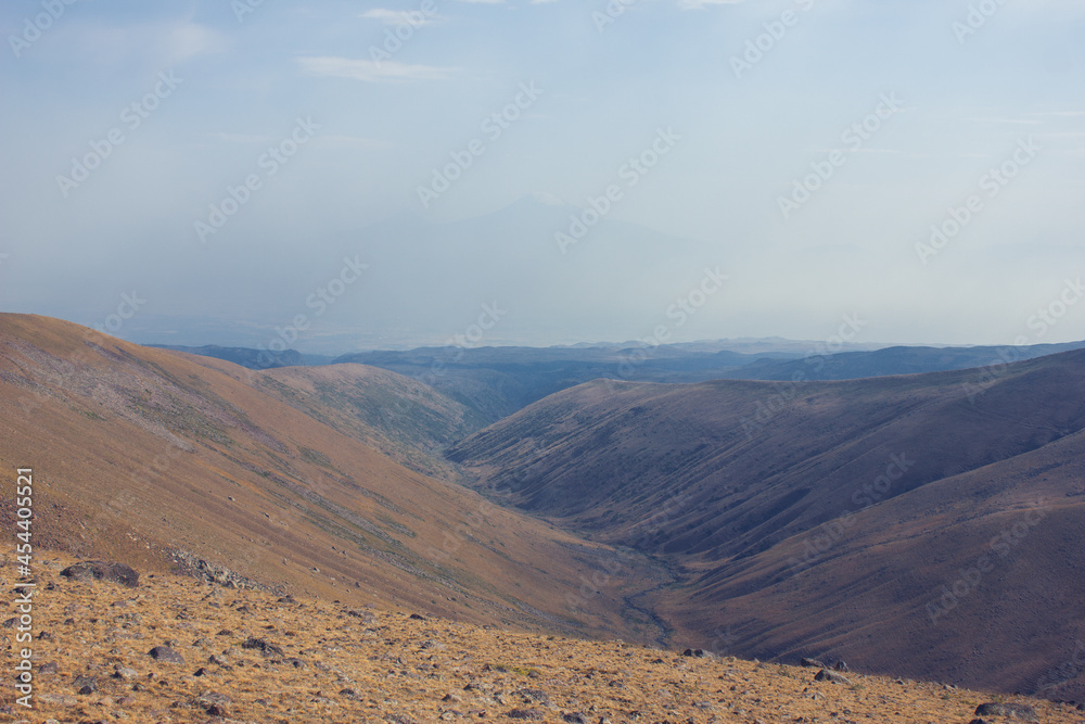 view of dry mountain ranges