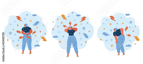 Vector illustration of Woman Sickness Illness Diseases