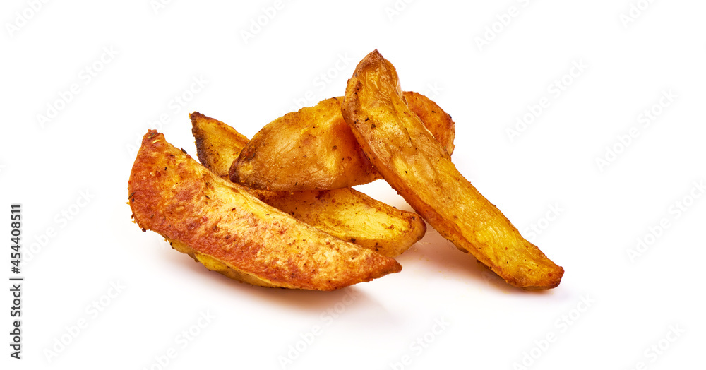 Baked Potato Wedges, isolated on white background. Baked Potato Wedges, isolated on white background.