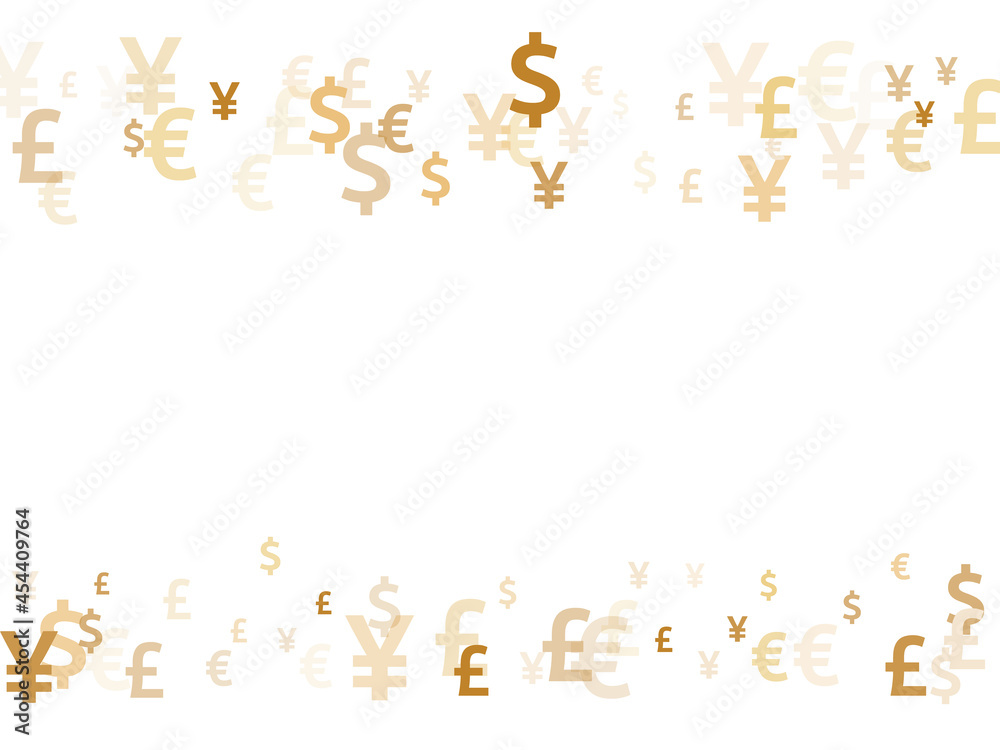Euro dollar pound yen gold symbols flying money vector background. Deposit pattern. Currency tokens Euro dollar pound yen gold symbols flying money vector background. Deposit pattern. Currency tokens
