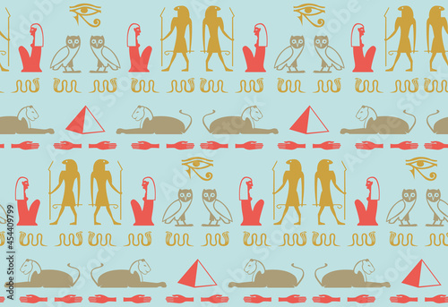 Folk egyptian hieroglyphics alphabet elements