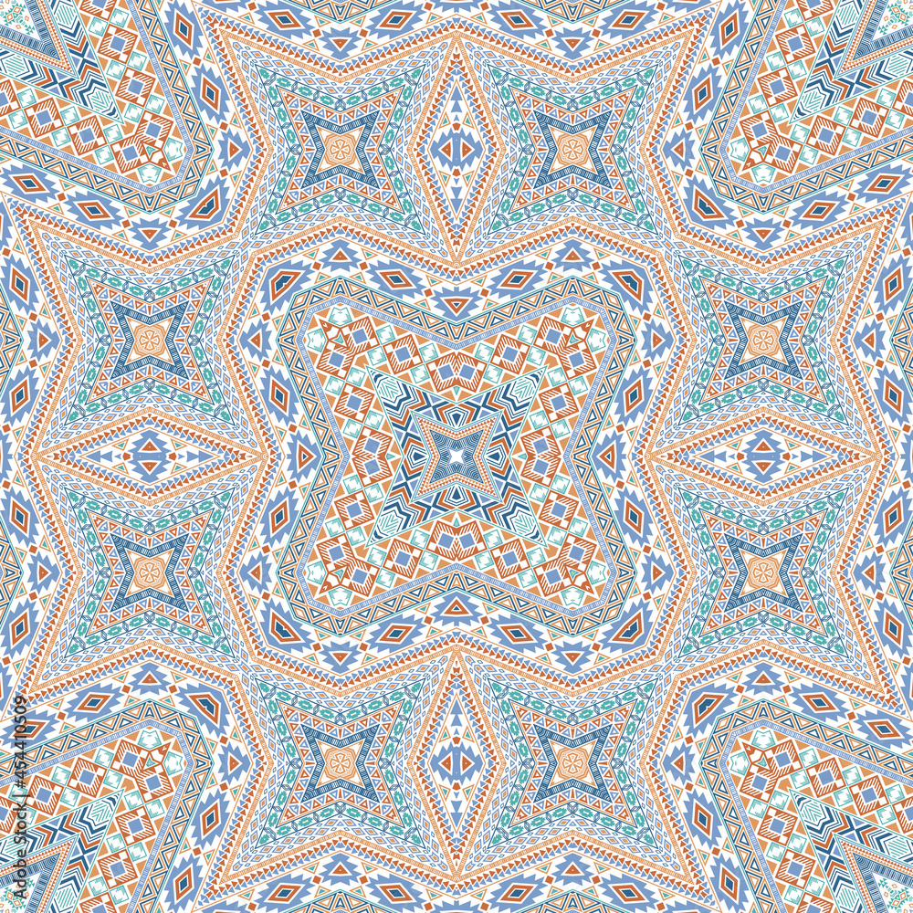 African repeating pattern graphic design. Arabesque geometric background. Carpet print in ethnic
