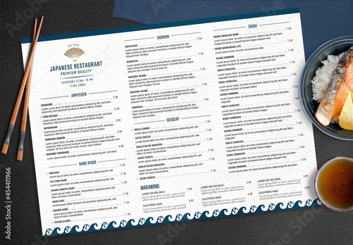 Japanese Restaurant Menu Landscape Layout Stock Template | Adobe Stock