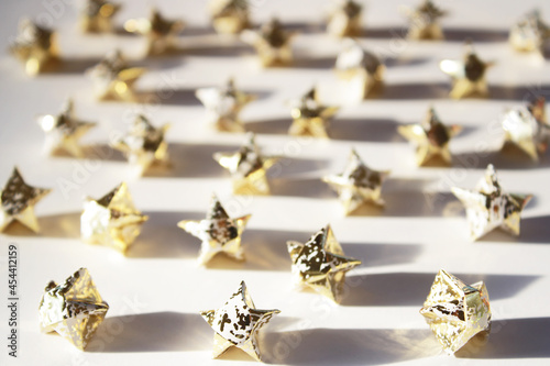 Gold origami stars background