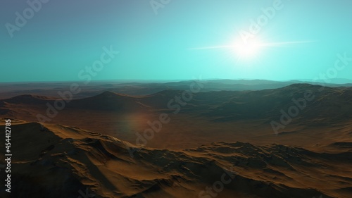 Beautiful views of the mountains and sky with unexplored planets