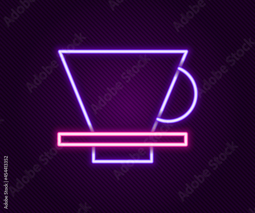 Glowing neon line V60 coffee maker icon isolated on black background. Colorful outline concept. Vector