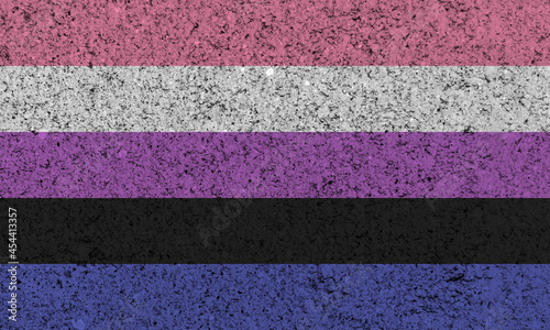 Flag of the Genero Fluido collective. Flag on decorative plaster or concrete texture. Abstract background. LGBTQ +