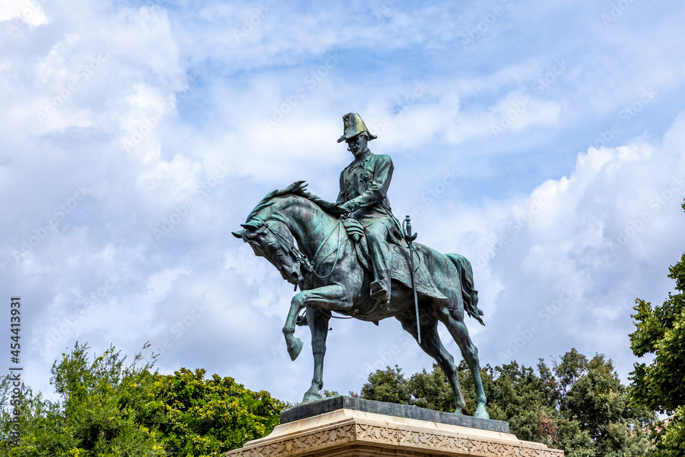 public park Giardino in Rome with rider statue of Carlo Alberto In Rome public park Giardino in Rome with rider statue of Carlo Alberto In Rome