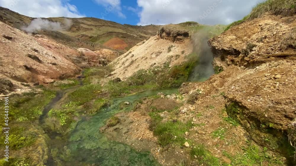 Boiling hot rivers flow through the Hveragerdi geothermal region along the mid Atlantic ridge in Iceland. Boiling hot rivers flow through the Hveragerdi geothermal region along the mid Atlantic ridge in Iceland.