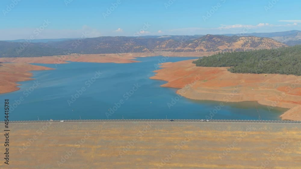 2021- Aerial of Oroville Dam in California reveals extreme drought conditions during a major water crisis. 2021- Aerial of Oroville Dam in California reveals extreme drought conditions during a major water crisis.