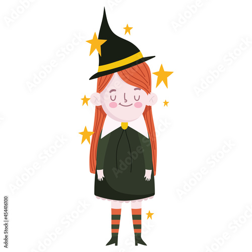 cute girl in witch costume
