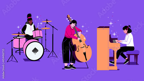 Canvas Print Jazz trio musician ensemble