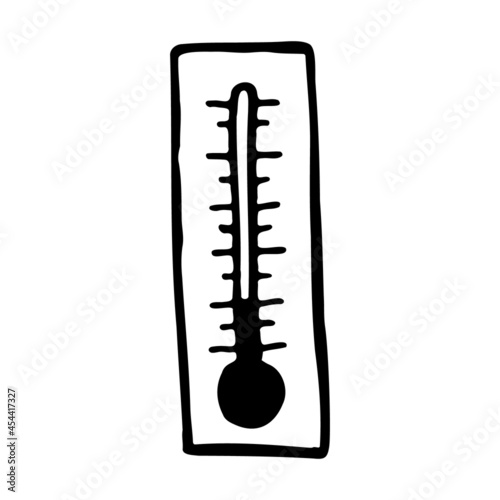 Outdoor thermometer hand drawn vector doodle illustration. Cartoon thermometer. Isolated on white background. Hand drawn simple element