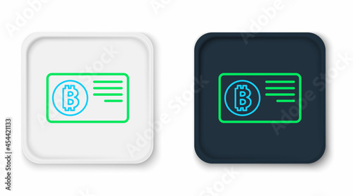 Line Credit card with bitcoin icon isolated on white background. Online payment. Cash withdrawal. Modern method of payment. Colorful outline concept. Vector