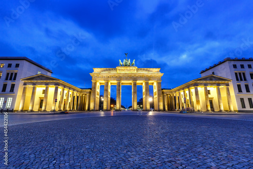 Berlin Brandenburger Tor Gate in Germany at night blue hour copyspace copy space