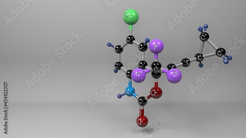Efavirenz molecule. Molecular structure of sustiva, antiviral drug used as HIV Type-1 treatment. Footage available.
 photo
