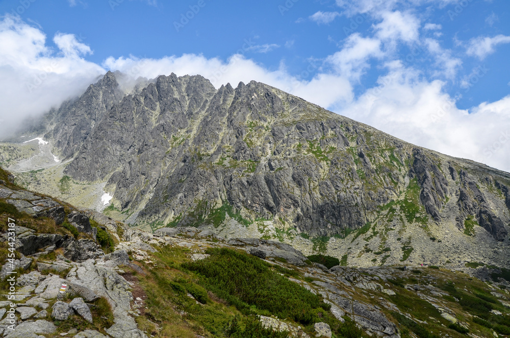 Highest peak of Tatra mountains and Slovakia named Gerlachovsky stit (Gerlach). High Tatras, Slovakia