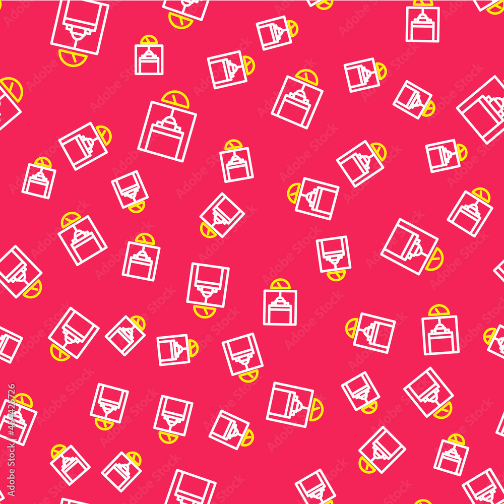 Line Lift icon isolated seamless pattern on red background. Elevator symbol. Vector