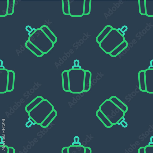 Line Bell pepper or sweet capsicum icon isolated seamless pattern on blue background. Vector © Kostiantyn