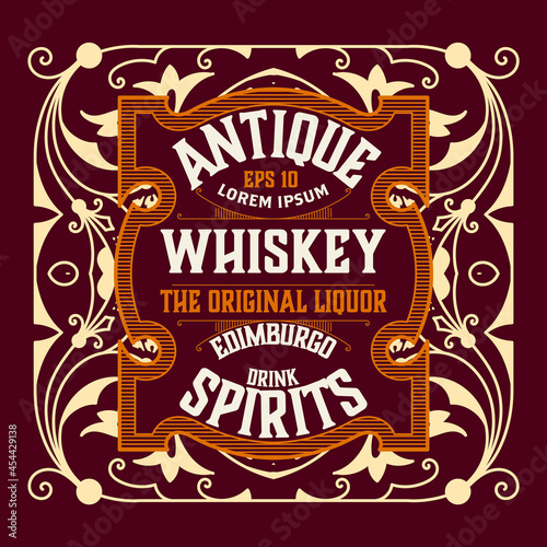 Whiskey label with old frames