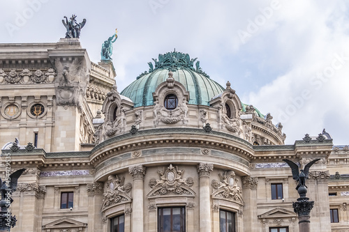 Fragment of Neo-baroque building of Grand Opera in Paris (Garnier Palace). Paris, France.