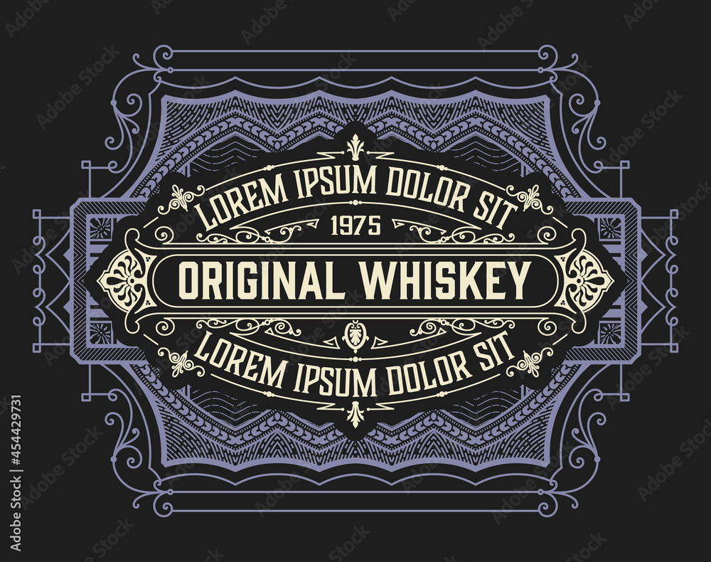 Whiskey label with old frames
