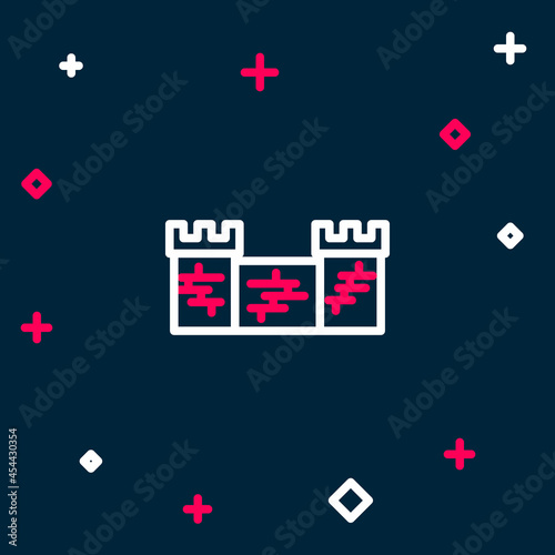 Line Great wall of China icon isolated on blue background. Colorful outline concept. Vector