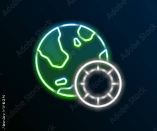 Glowing neon line Casino chips icon isolated on black background. Casino gambling. Colorful outline concept. Vector