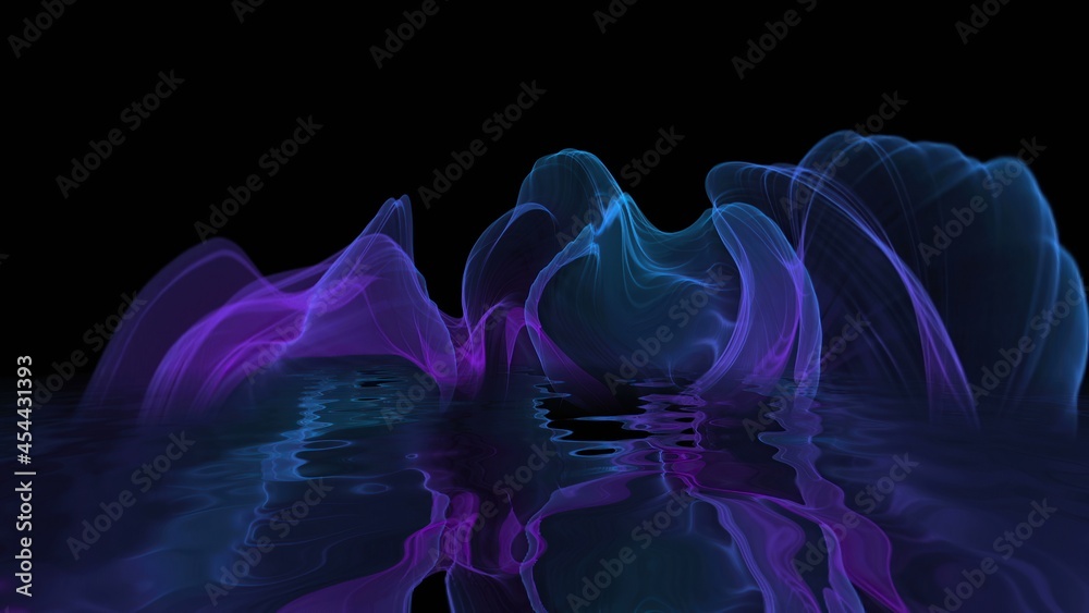 Obraz premium Abstract Digital Wave And Smoke Flow