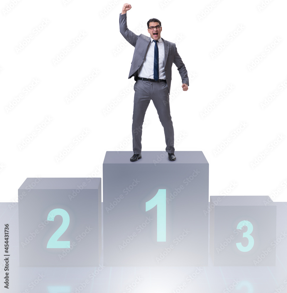 Businessman taking first place in competition Businessman taking first place in competition